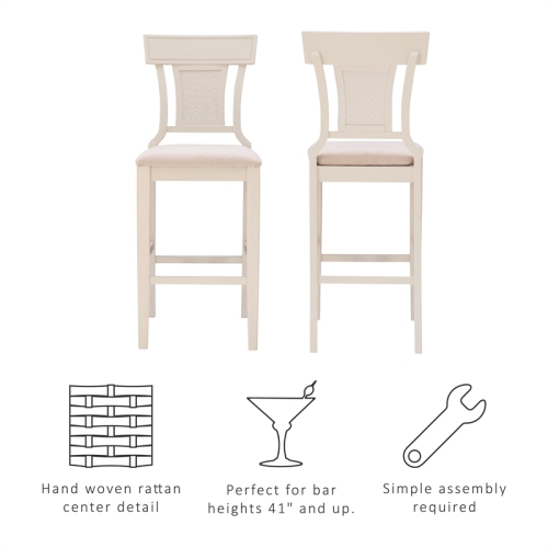 Riverbay Furniture Transitional 30" Wood Bar Stool in White