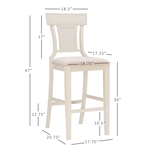 Riverbay Furniture Transitional 30" Wood Bar Stool in White