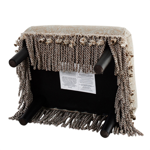 Fiona Traditional Decorative Footstool Teal Tan Polyester