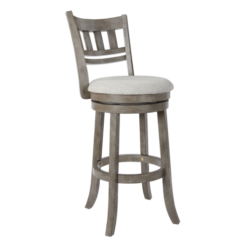 OSP HOME FURNISHINGS Swivel Stool 30" With Slatted Back In Antique Gray Finish