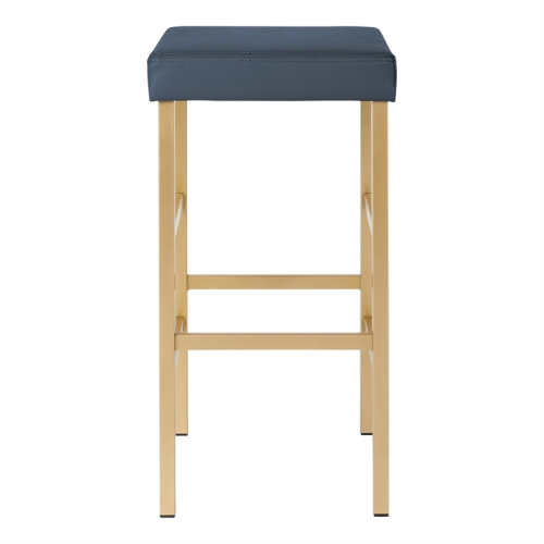 OSP Home Furnishings 30" Gold Backless Stool in Blue Vinyl