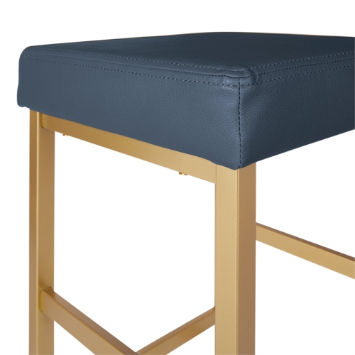 OSP Home Furnishings 30" Gold Backless Stool in Blue Vinyl