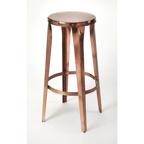BEAUMONT LANE  Rustic Industrial Copper Backless Bar Stool In Copper