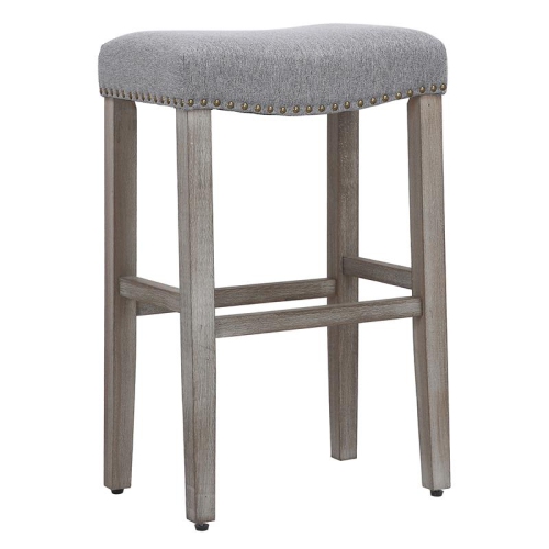 29" Upholstered Saddle Seat Bar Stool in Gray Best Buy Canada