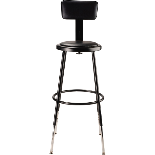 NPS 6400 Series 25-33" Modern Metal Heavy Duty Stool with Backrest in Black