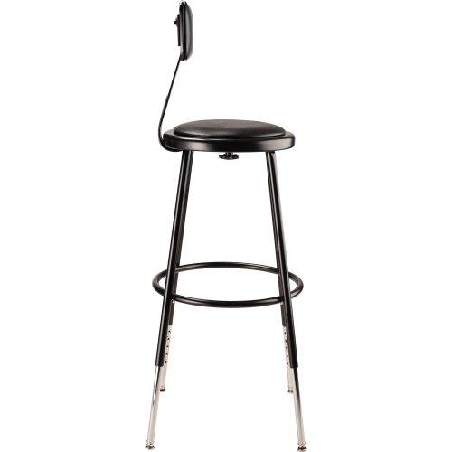 NPS 6400 Series 25-33" Modern Metal Heavy Duty Stool with Backrest in Black