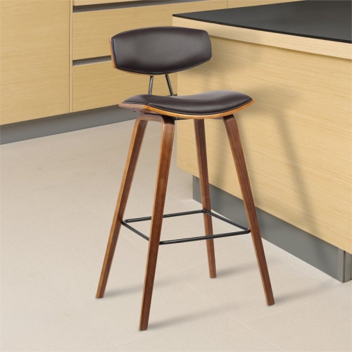 Hawthorne Collections 34"H Modern Wood Counter Stool in Walnut/Brown