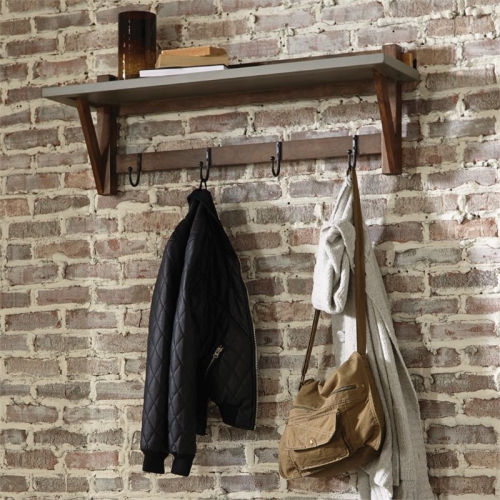 Alaterre Brookside 40 Wood with Concrete-Coating Entryway Coat Hook and Bench