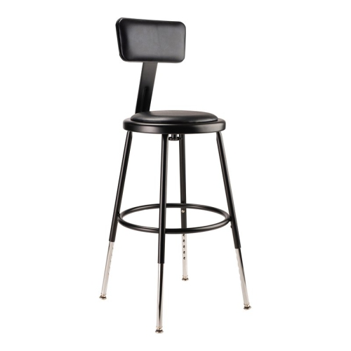 NATIONAL PUBLIC  Nps 6400 Series 19-27" Modern Heavy Duty Vinyl Padded Steel Metal Stool In In Black Great little stool for extra seating in small spaces and/or as a stand for a laptop while on  FaceTime