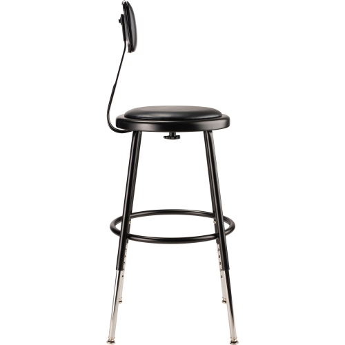 NPS 6400 Series 19-27" Modern Heavy Duty Vinyl Padded Steel Metal Stool in Black