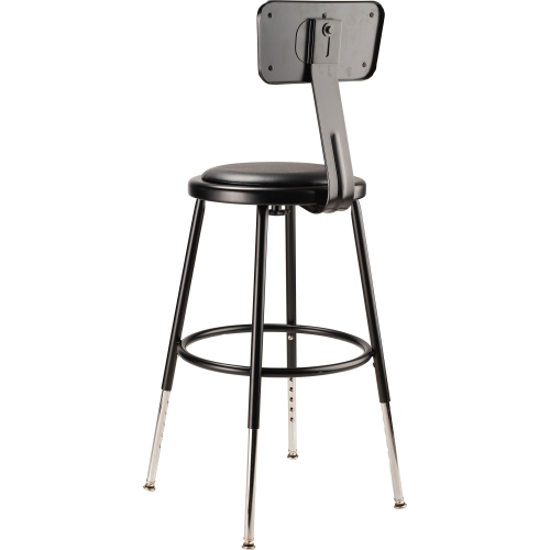 NPS 6400 Series 19-27" Modern Heavy Duty Vinyl Padded Steel Metal Stool in Black