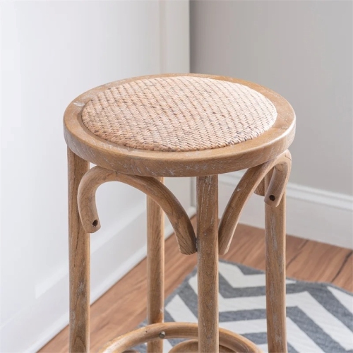 Riverbay Furniture 30.5" Retro Wood Backless Bar Stool in Brown