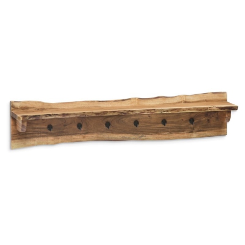 ALATERRE FURNITURE  Alpine Natural Live Edge Wood 48" Coat Hooks With Shelf