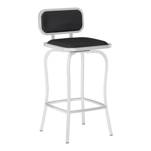 MILAN  Tanvi 35" Modern Steel And Faux Leather Swivel Counter Stool In In Black