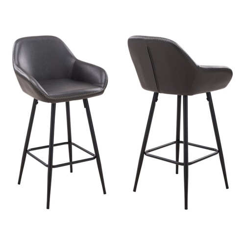 Plata Import Withrow Alexei 26" Faux Leather Counter Stools in Gray