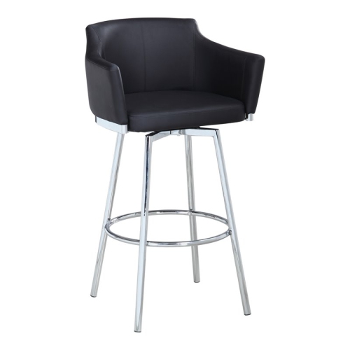 MILAN  Dahlia 40.4" Modern Club Bar Stool With Memory Swivel In In Black