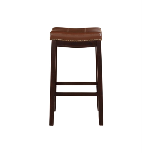 Riverbay Furniture Wood 32.5" Bar Stool in Espresso and Cognac Brown