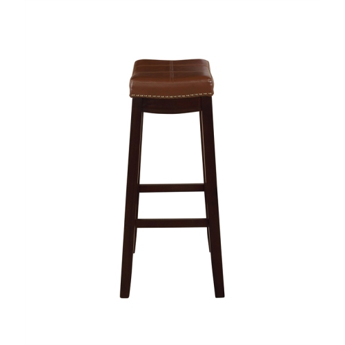 Riverbay Furniture Wood 32.5" Bar Stool in Espresso and Cognac Brown