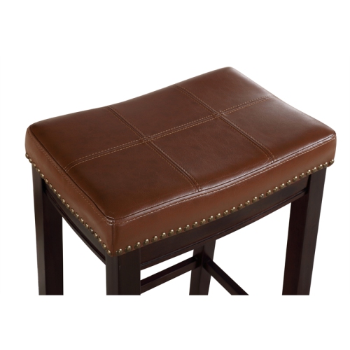 Riverbay Furniture Wood 32.5" Bar Stool in Espresso and Cognac Brown