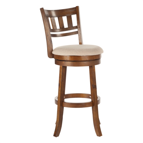 OSP HOME FURNISHINGS Swivel Stool 30" With Slatted Back In Burnt Brown Finish