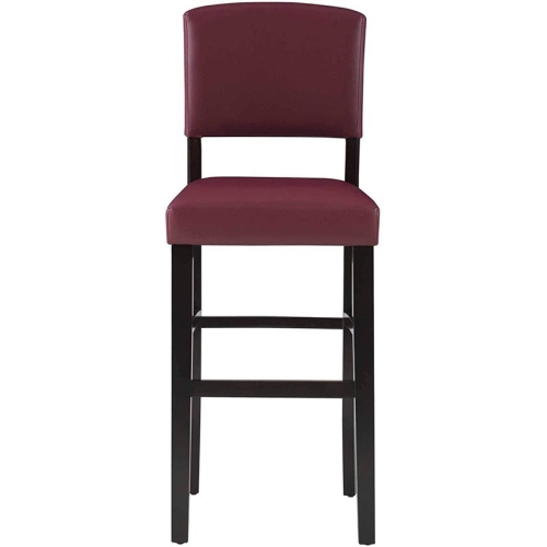 Riverbay Furniture 30" Faux Leather Bar Stool in Espresso and Dark Red