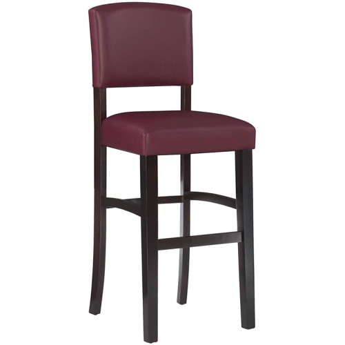 Riverbay Furniture 30" Faux Leather Bar Stool in Espresso and Dark Red