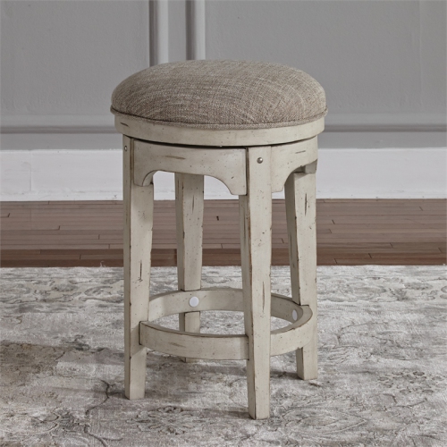 Beaumont Lane Swivel Stool in Ivory Tweed Chenille