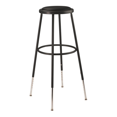 NATIONAL PUBLIC  Nps 6400 Series 32-39" Vinyl Padded Steel Metal Heavy Duty Stool In In Black