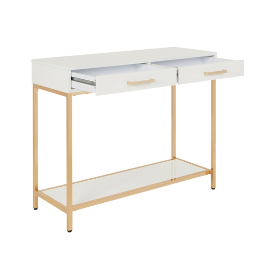 Alios Foyer Table with White Gloss Finish and Gold Chrome Plated Frame