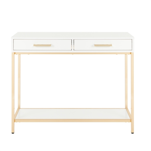 Alios Foyer Table with White Gloss Finish and Gold Chrome Plated Frame