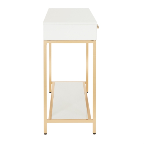 Alios Foyer Table with White Gloss Finish and Gold Chrome Plated Frame