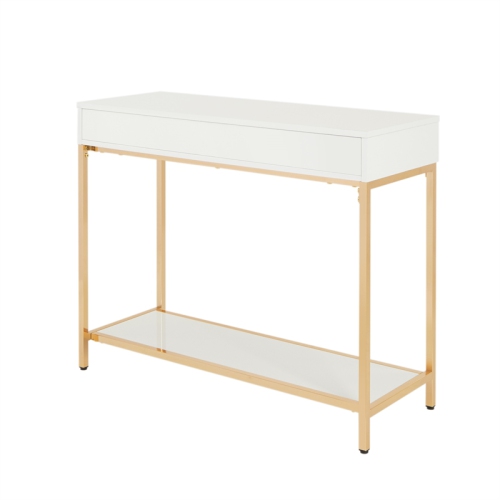 Alios Foyer Table with White Gloss Finish and Gold Chrome Plated Frame