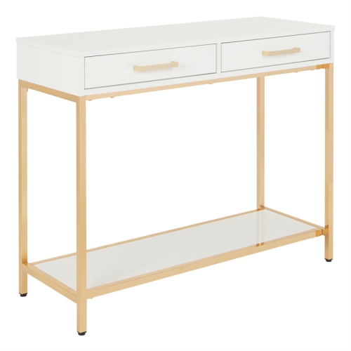 Alios Foyer Table with White Gloss Finish and Gold Chrome Plated Frame