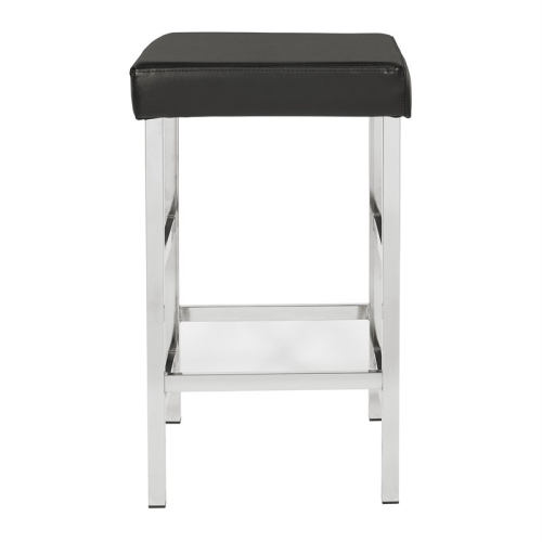 26" Backless Stool in Black Fabric with Polished Chromes Legs