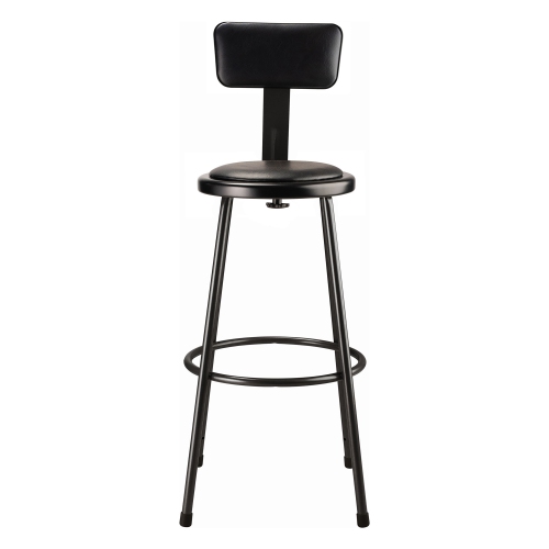 NPS 6400 Series 30" Vinyl Padded Metal Heavy Duty Stool with Backrest in Black