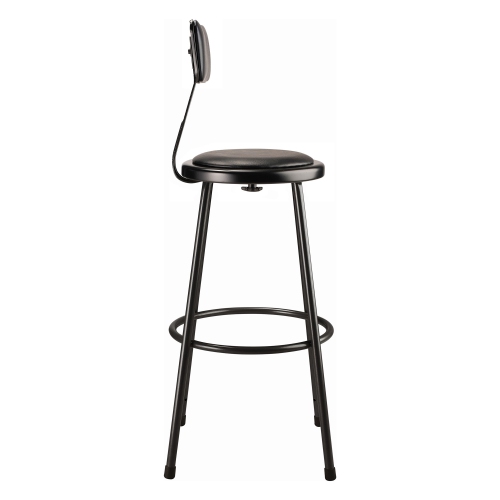NPS 6400 Series 30" Vinyl Padded Metal Heavy Duty Stool with Backrest in Black