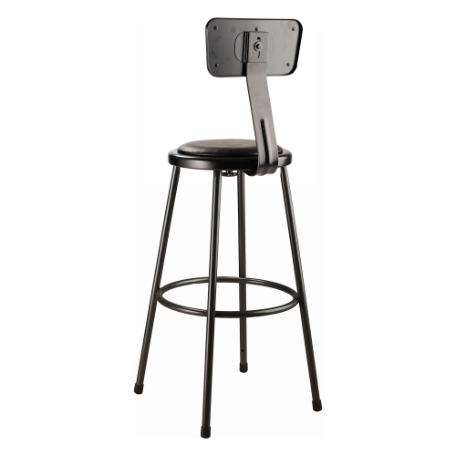 NPS 6400 Series 30" Vinyl Padded Metal Heavy Duty Stool with Backrest in Black
