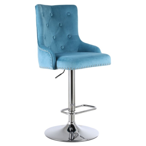 ALEXENT  " 43.7""-51.6"" Adjustable Swivel Velvet Bar Stools In (Set Of 4)" In Blue