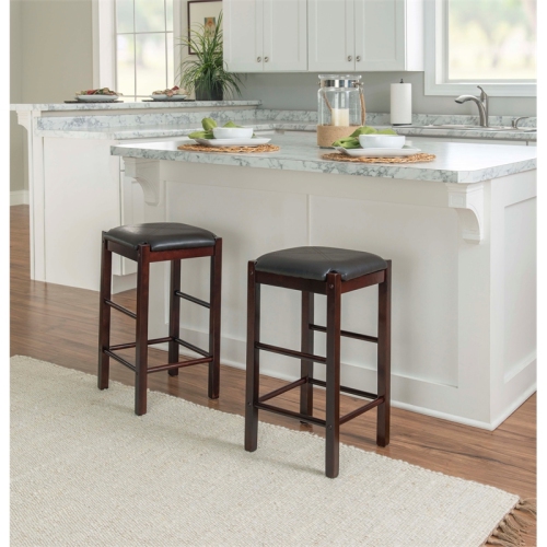 Riverbay Furniture 25" Transitional Wood Counter Stool in Espresso