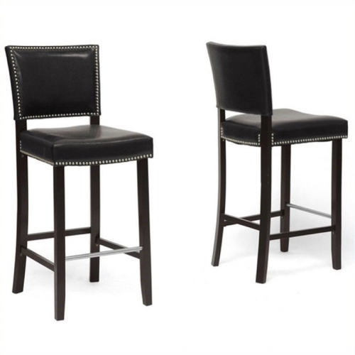 ATLIN DESIGNS  30" Faux Leather Bar Stool In (Set Of 2) In Black