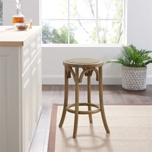 Riverbay Furniture 24" Retro Wood Backless Counter Stool in Brown