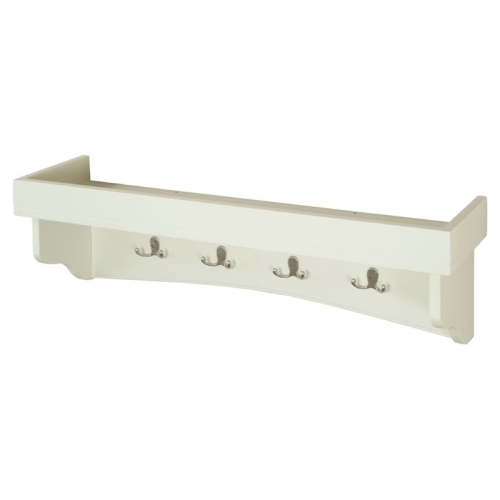 ALATERRE FURNITURE  Shaker Cottage Wood Coat Hook With Tray Shelf In Ivory