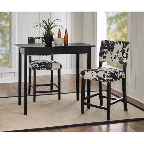 Riverbay Furniture Cow Print Counter Stool in Black