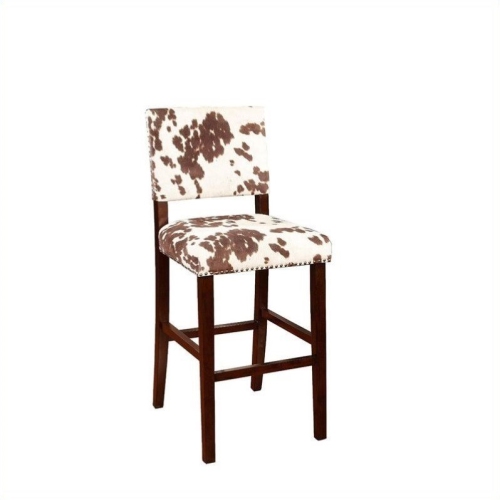 Riverbay Furniture 30" Transitional Wood/Microfiber Bar Stool in Brown