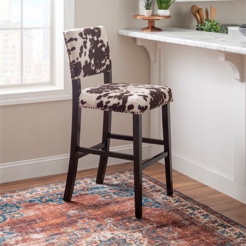 Riverbay Furniture 30" Transitional Wood/Microfiber Bar Stool in Brown