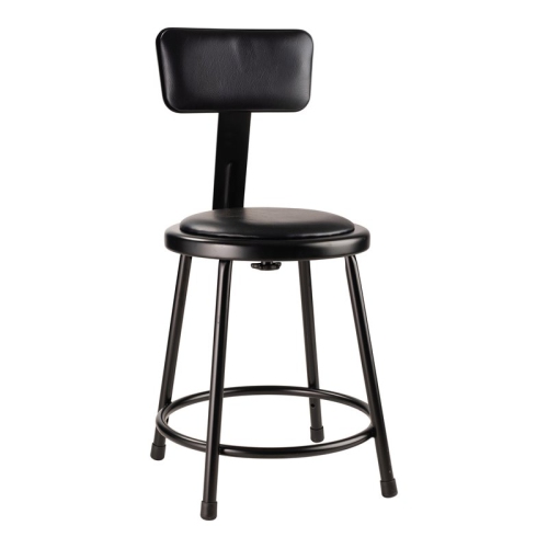NATIONAL PUBLIC  Nps 6400 Series 18" Modern Vinyl Padded Metal Heavy Duty Stool In In Black