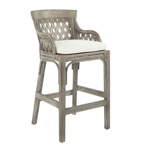 OSP HOME FURNISHINGS  Plantation Bar Stool With Wood Rattan Frame Fully Assembled In Gray Looks great in person