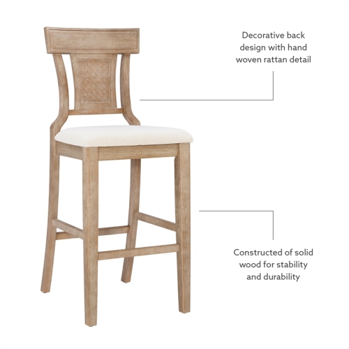 Riverbay Furniture 30" Transitional Wood/Fabric Bar Stool in Brown