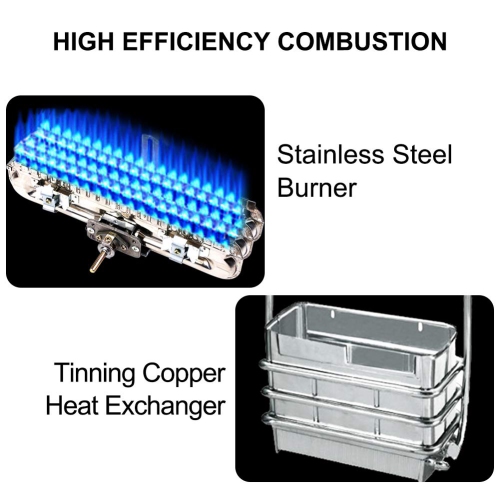 Camplux 1.32 GPM 34,000 BTU Outdoor Portable Propane Tankless Water Heater for RV, Camping, Barns, White