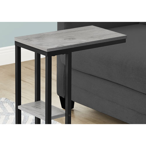 Table d'appoint rectangulaire contemporaine à 2 tablettes de Monarch - Gris/Noir